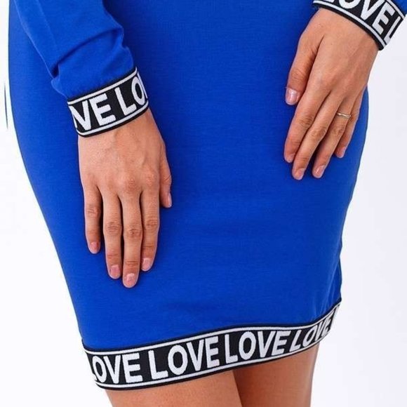 Atarty |  Knitted Mini Royal Blue Dress - Picture 3 of 5